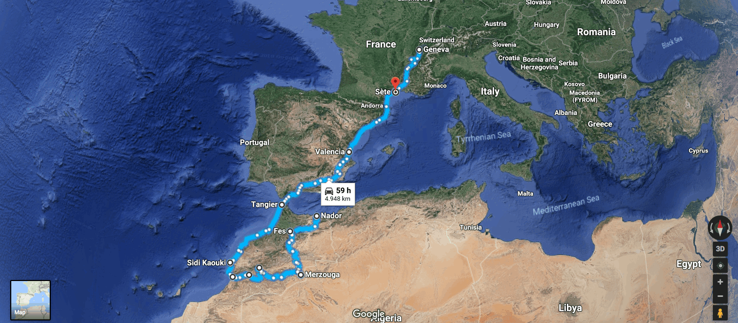 Morocco trip map